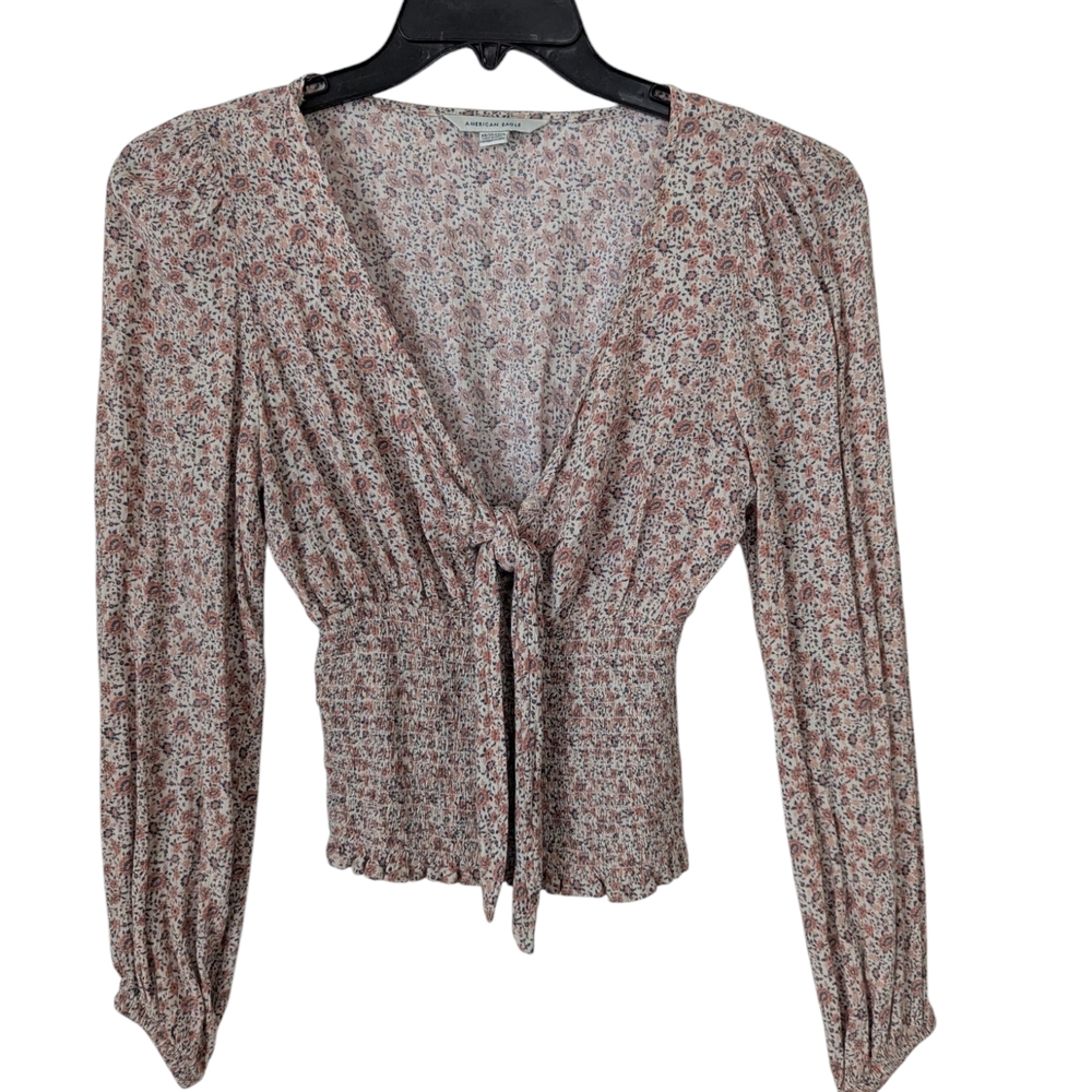 American Eagle Ditsy Floral Tie-Front Blouse Sz.S